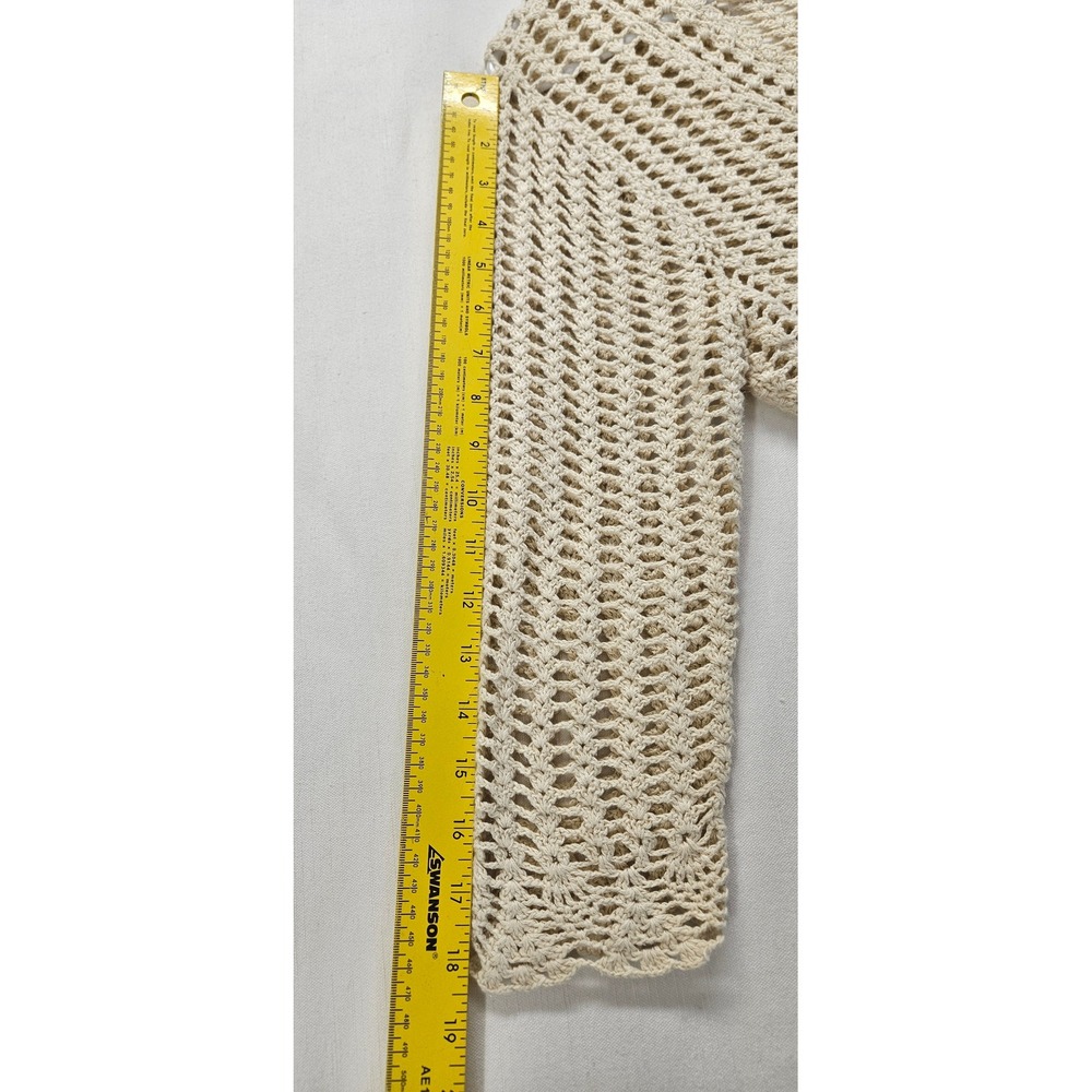 Faded Glory Crochet Cardigan Womens XL Cream Boho Knit Button Front Sweater - Picture 5 of 6